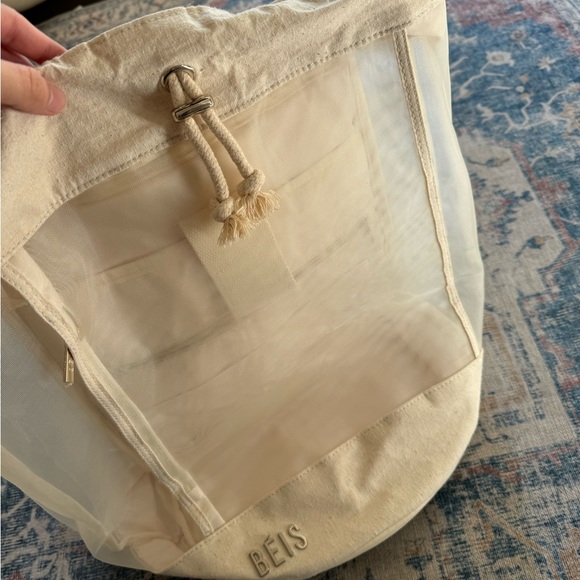 BEIS The High-brid Mesh Backpack in Beige - Picture 12 of 15